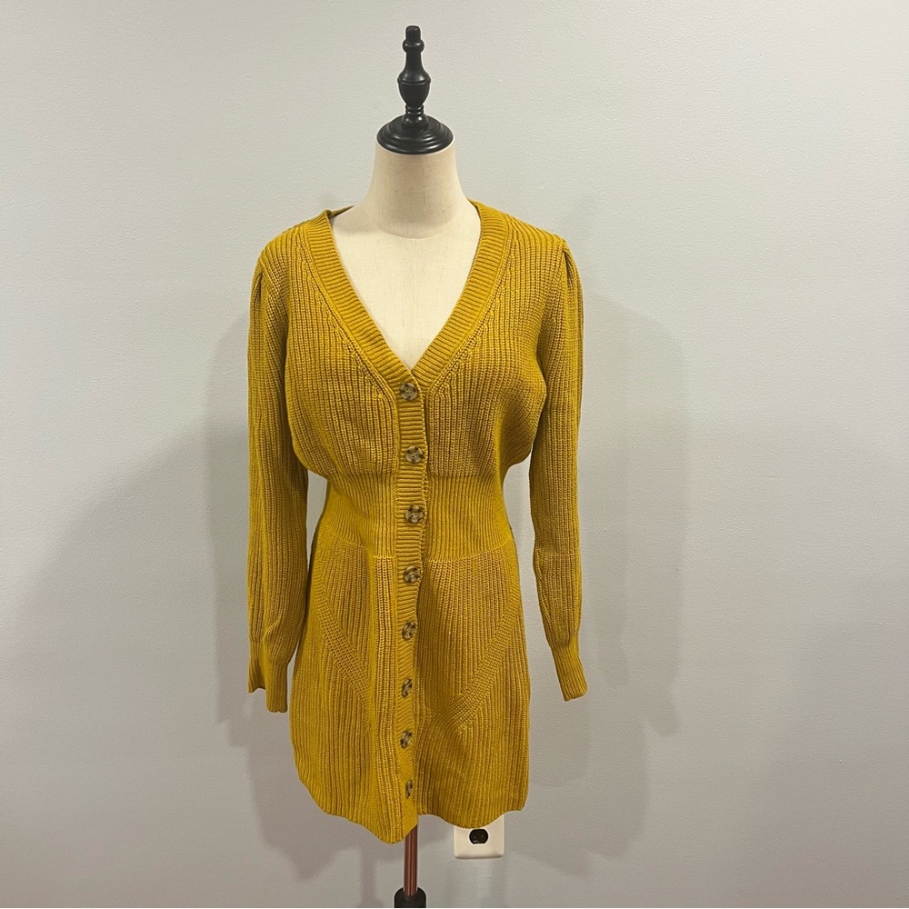 Forever 21 Fall Musterd Color Long Buttoned Cardigan / Sweater - Reemoly